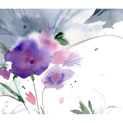 Purple Cloud Garden Gold Ornate Wood Framed Art Print with Double Matting by Golden, Sheila