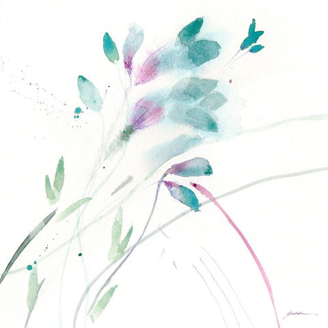 Soft Blossoms White Modern Wood Framed Art Print with Double Matting by Golden, Sheila