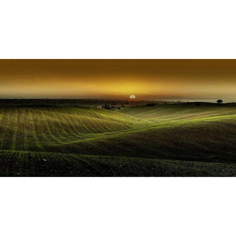 Alentejo Sunset Black Modern Wood Framed Art Print by Goncalves, Adelino