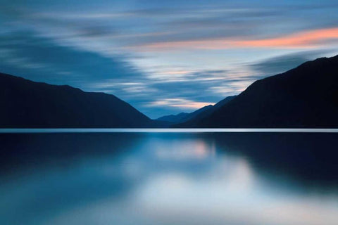 Lake Crescent Dusk Black Ornate Wood Framed Art Print with Double Matting by Gendreau, Katherine