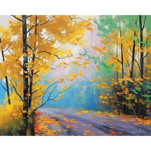 Misty Autumn Day White Modern Wood Framed Art Print by Gercken, Graham