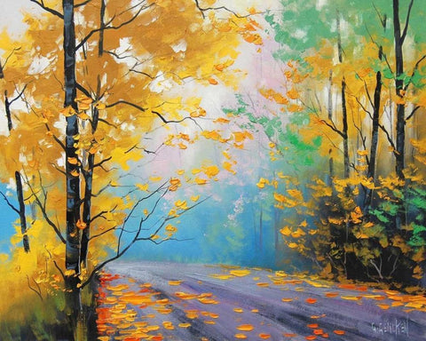 Misty Autumn Day White Modern Wood Framed Art Print with Double Matting by Gercken, Graham