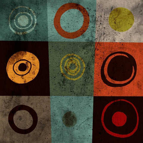 Tiles Circles Gold Ornate Wood Framed Art Print with Double Matting by GraphINC