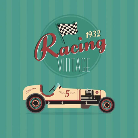 Vintage Racing 2 Black Modern Wood Framed Art Print by GraphINC Studio