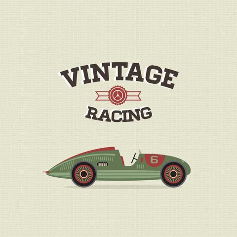 Vintage Racing 3 Black Modern Wood Framed Art Print by GraphINC Studio