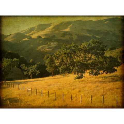 Oak and Fence Gold Ornate Wood Framed Art Print with Double Matting by Guion, William