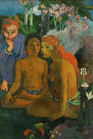 Contes barbares White Modern Wood Framed Art Print with Double Matting by Gauguin, Paul