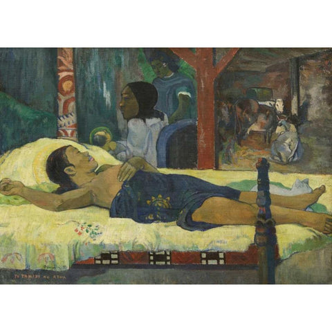 The Birth Gold Ornate Wood Framed Art Print with Double Matting by Gauguin, Paul