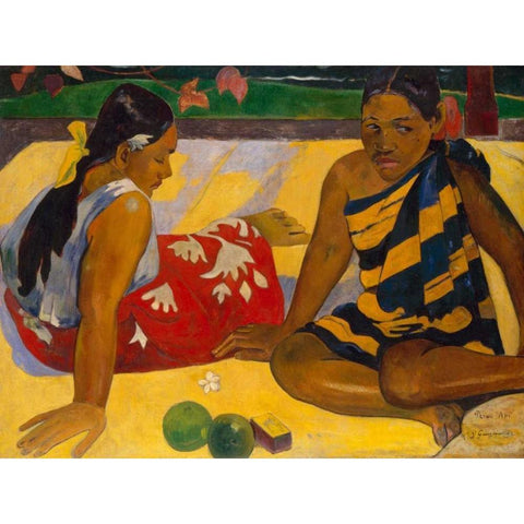 What News Black Modern Wood Framed Art Print with Double Matting by Gauguin, Paul