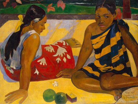 What News Black Ornate Wood Framed Art Print with Double Matting by Gauguin, Paul