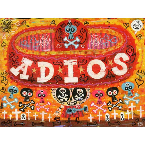 Adios Amigos Black Modern Wood Framed Art Print with Double Matting by Gutierrez, Jorge R.