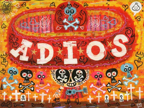 Adios Amigos White Modern Wood Framed Art Print with Double Matting by Gutierrez, Jorge R.