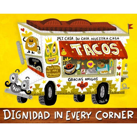 Taco Truck Gold Ornate Wood Framed Art Print with Double Matting by Gutierrez, Jorge R.