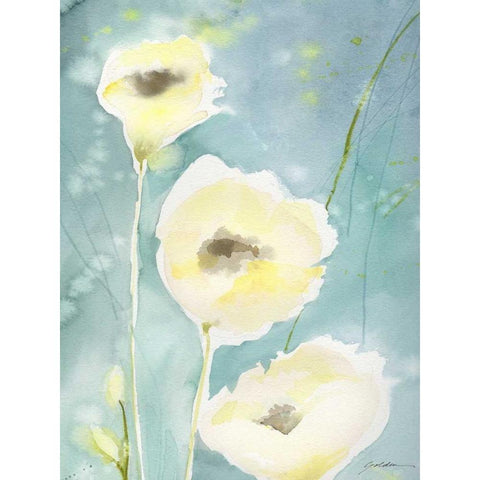 Teal Tones Black Modern Wood Framed Art Print with Double Matting by Golden, Sheila