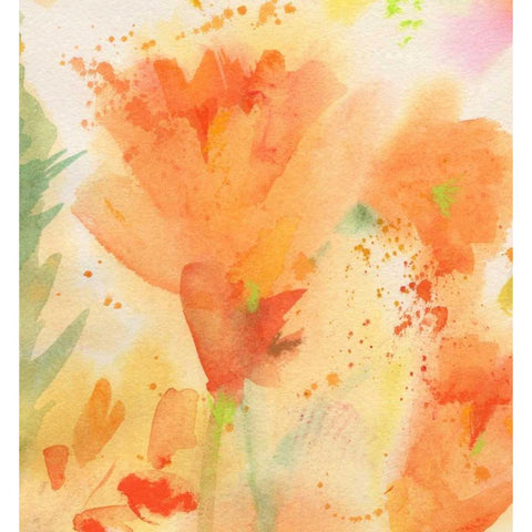 Windblown Poppies #2 Gold Ornate Wood Framed Art Print with Double Matting by Golden, Sheila