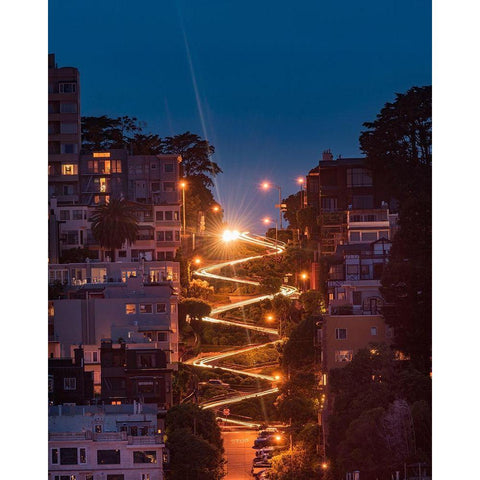 Lombard Street Black Modern Wood Framed Art Print with Double Matting by Getty, Bruce