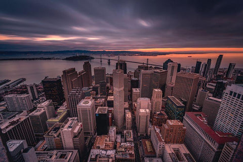 San Francisco Look Down White Modern Wood Framed Art Print with Double Matting by Getty, Bruce