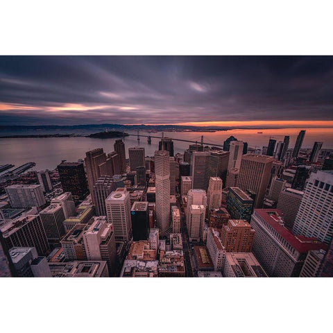 San Francisco Look Down Black Modern Wood Framed Art Print by Getty, Bruce