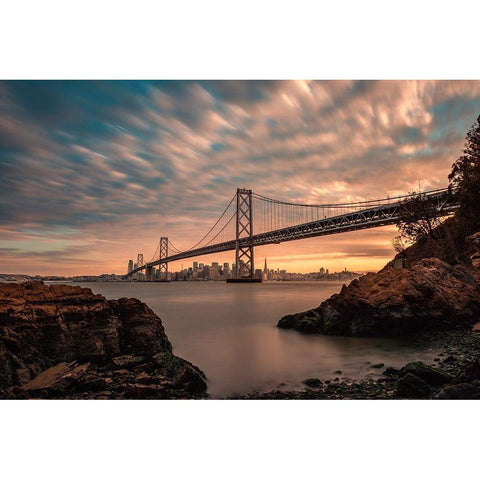 San Franciscoaâ‚¬â„¢s Stretch Black Modern Wood Framed Art Print with Double Matting by Getty, Bruce