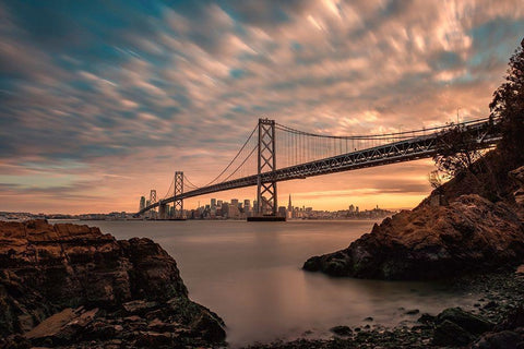 San Franciscoaâ‚¬â„¢s Stretch White Modern Wood Framed Art Print with Double Matting by Getty, Bruce