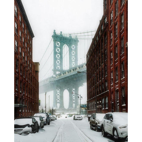 The New York Blizzard Black Modern Wood Framed Art Print with Double Matting by Getty, Bruce