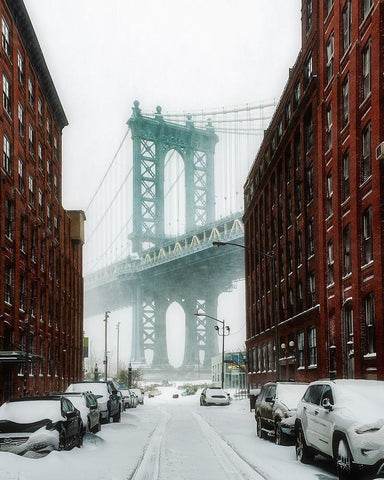 The New York Blizzard Black Ornate Wood Framed Art Print with Double Matting by Getty, Bruce