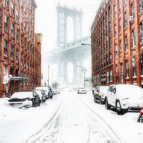 The New York Blizzard 2 Black Modern Wood Framed Art Print with Double Matting by Getty, Bruce