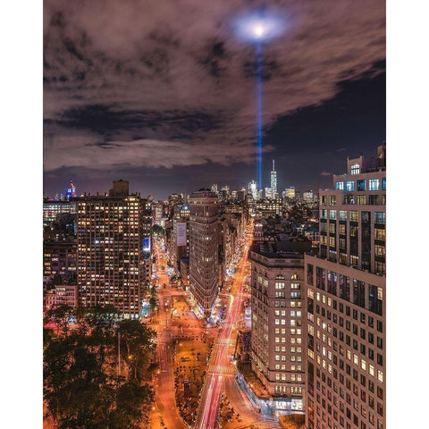 Tribute Lights Flatiron District White Modern Wood Framed Art Print by Getty, Bruce