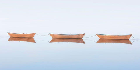 Three Dories II Black Ornate Wood Framed Art Print with Double Matting by Gendreau, Katherine