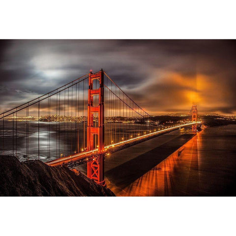 Golden Gate Evening Gold Ornate Wood Framed Art Print with Double Matting by Gavrilis, John