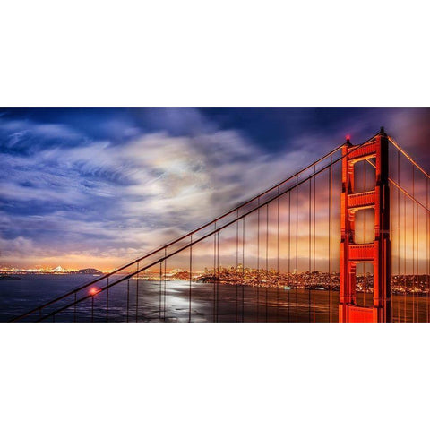 N. Tower Panorama - GG Bridge White Modern Wood Framed Art Print by Gavrilis, John