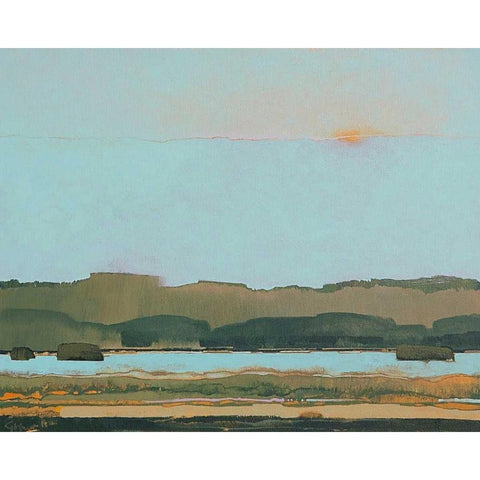 West of the River Gold Ornate Wood Framed Art Print with Double Matting by Hargreaves, Greg