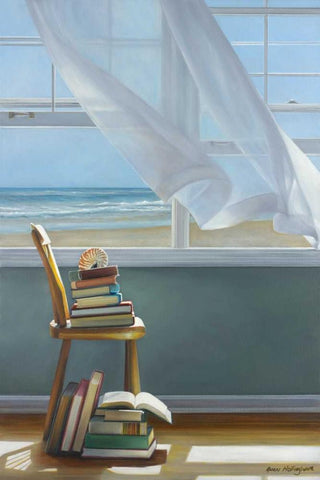 Summer Reading List Black Ornate Wood Framed Art Print with Double Matting by Hollingsworth, Karen