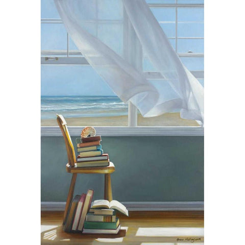 Summer Reading List Black Modern Wood Framed Art Print by Hollingsworth, Karen