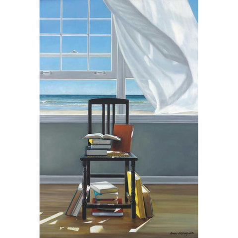 Beach Scholar White Modern Wood Framed Art Print by Hollingsworth, Karen