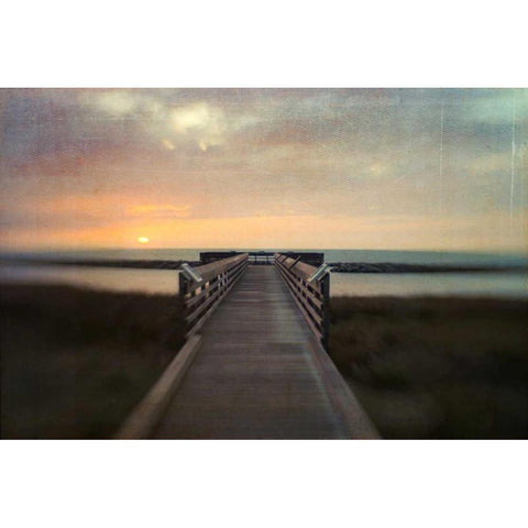 Sunset Pier Black Modern Wood Framed Art Print with Double Matting by Hanna, Dawn D.