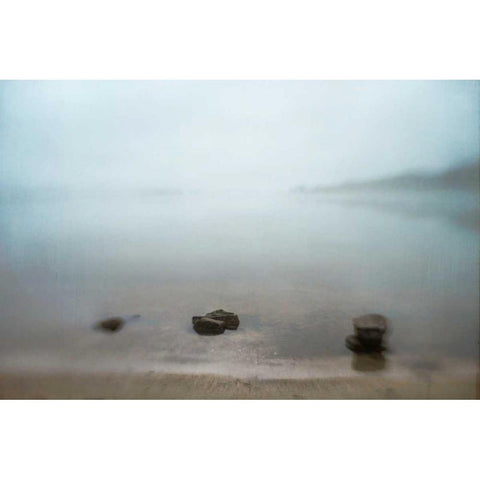 Three Rocks Black Modern Wood Framed Art Print with Double Matting by Hanna, Dawn D.