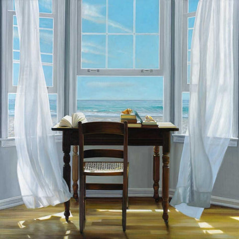 Contemplation White Modern Wood Framed Art Print with Double Matting by Hollingsworth, Karen