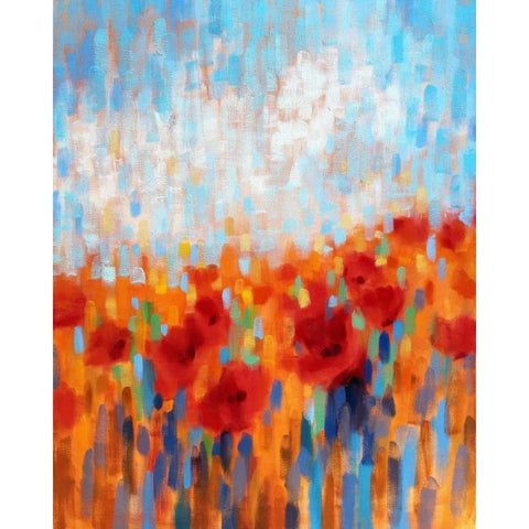 Poppy Walk Black Modern Wood Framed Art Print with Double Matting by Hardy, Claire