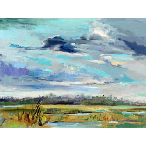 Marsh Skies Gold Ornate Wood Framed Art Print with Double Matting by Hallock, Carol