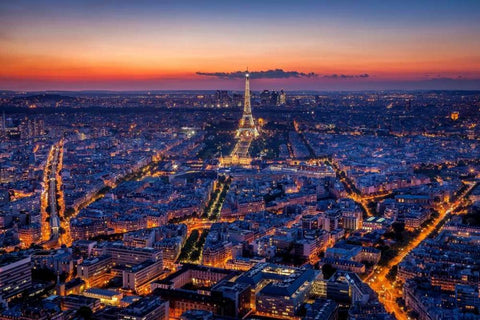 City Lights Black Ornate Wood Framed Art Print with Double Matting by Herrera, H.J.