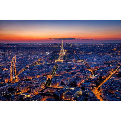 City Lights Gold Ornate Wood Framed Art Print with Double Matting by Herrera, H.J.