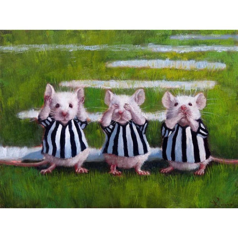 Three Blind Mice White Modern Wood Framed Art Print by Heffernan, Lucia