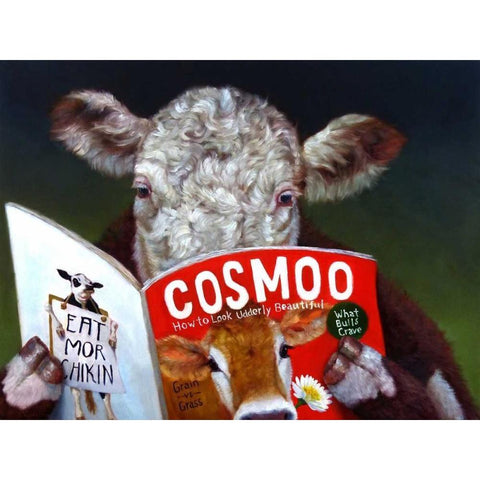 Cow Tips White Modern Wood Framed Art Print by Heffernan, Lucia