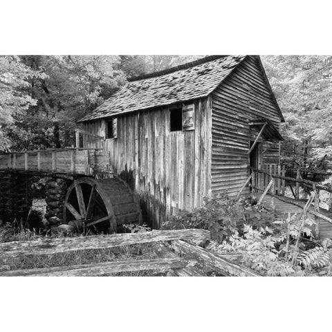 Cable Mill Cades Cove White Modern Wood Framed Art Print by Hiers, Winthrope
