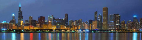 Chicago Skyline White Modern Wood Framed Art Print with Double Matting by Hiers, Winthrope