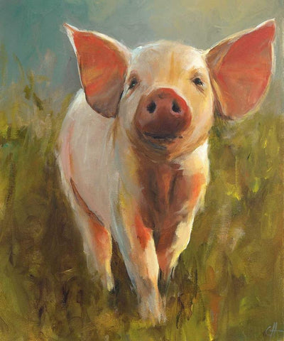 Morning Pig White Modern Wood Framed Art Print with Double Matting by Humphry, Cari J.