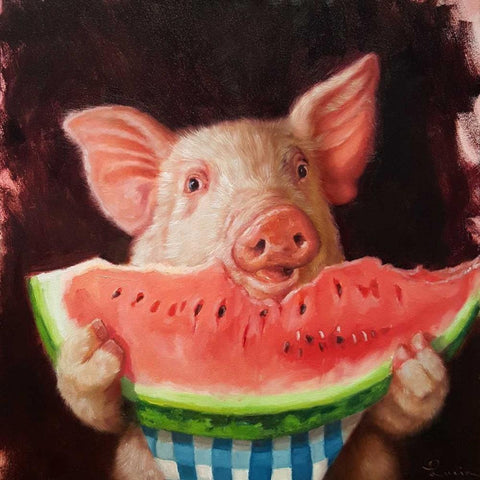 Pig Out White Modern Wood Framed Art Print by Heffernan, Lucia