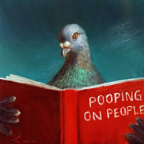 Pooping on People Black Ornate Wood Framed Art Print with Double Matting by Heffernan, Lucia