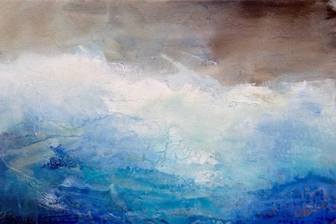 Ombre Blue White Modern Wood Framed Art Print with Double Matting by Hale, Karen